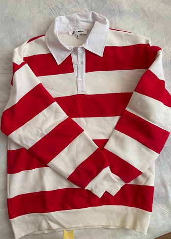 Kırmızı Beyaz Çizgili Uzun Kollu  kazak - Görsel 2