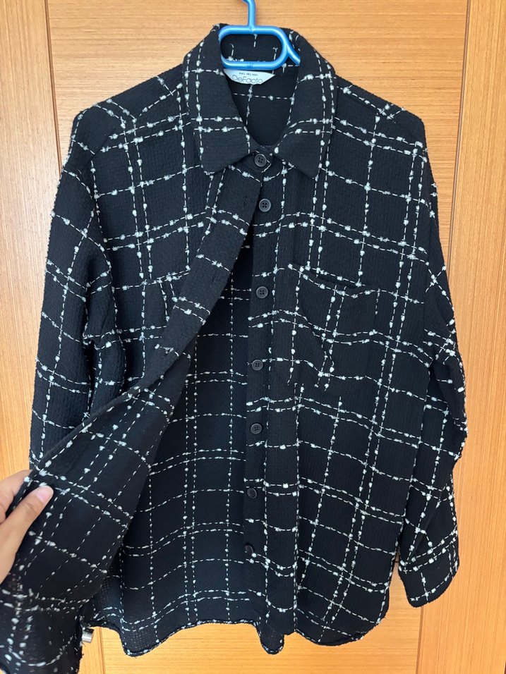 Düğmeli Siyah Kadın Gömlek - Görsel 2