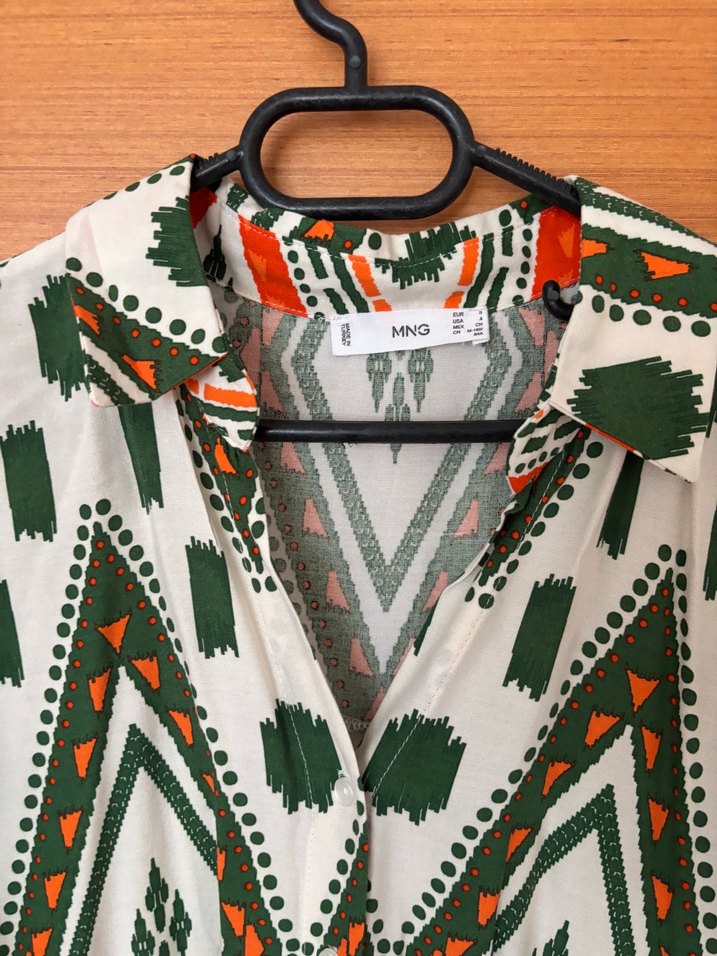 Bohem Uzun Kollu Düğmeli  Gömlek - Görsel 3