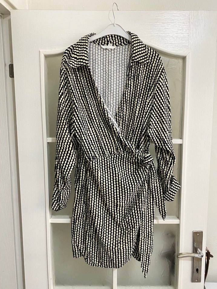 Zebra Desenli Uzun Kollu Kadın Elbise - Görsel 2