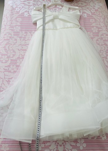 Kız Çocuk Beyaz Prenses Gelinlik Uzun Abiye - Görsel 4