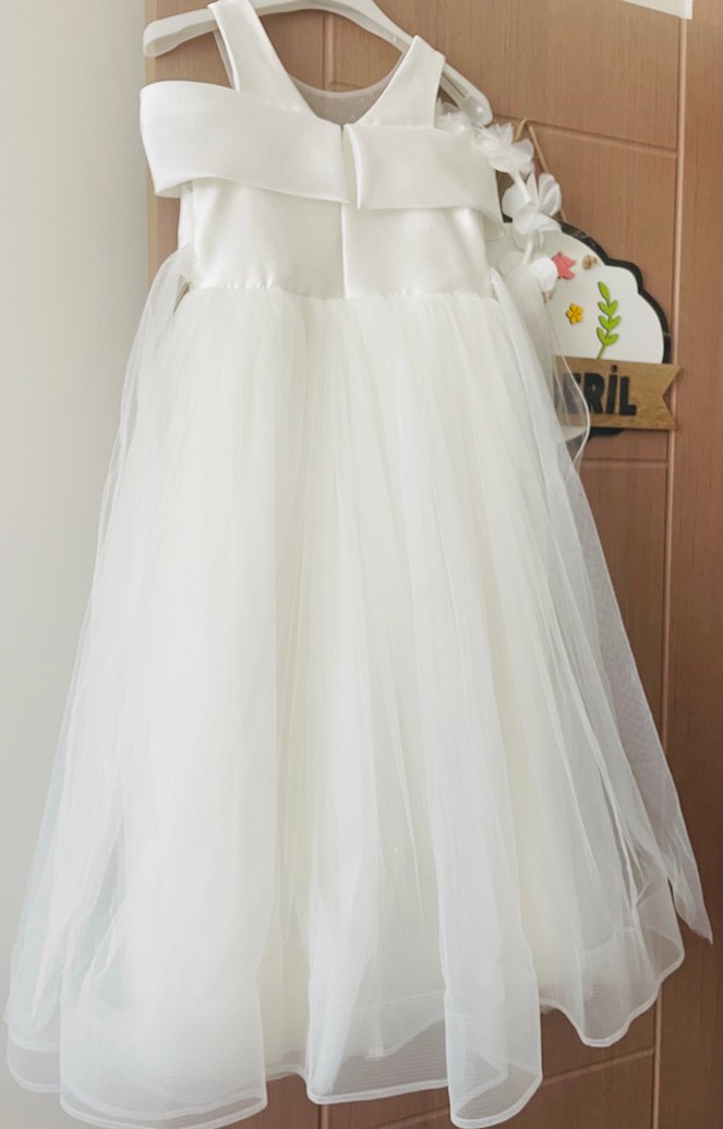 Kız Çocuk Beyaz Prenses Gelinlik Uzun Abiye - Görsel 2