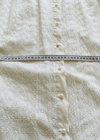 Düğmeli Beyaz Uzun Keten Elbise - Görsel 6