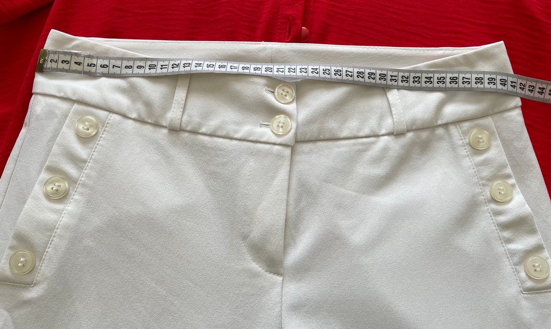 Düğmeli Beyaz Kadın Kumaş Pantolon - Görsel 4