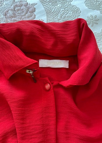 Setrms Kırmızı Düğmeli Uzun Kadın Elbisesi - Görsel 8