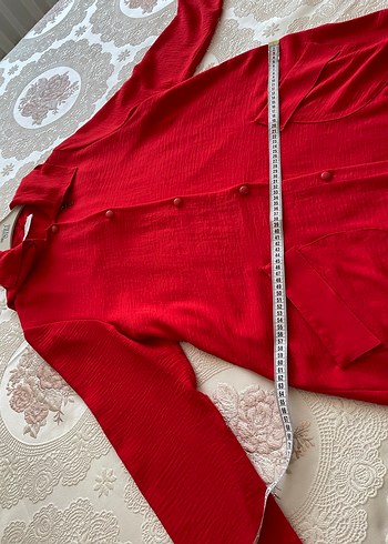 Setrms Kırmızı Düğmeli Uzun Kadın Elbisesi - Görsel 6