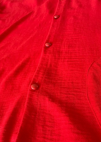 Setrms Kırmızı Düğmeli Uzun Kadın Elbisesi - Görsel 7