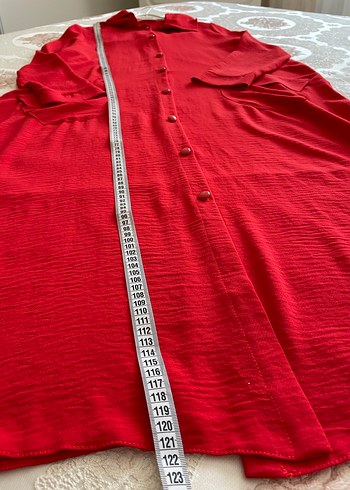 Setrms Kırmızı Düğmeli Uzun Kadın Elbisesi - Görsel 4