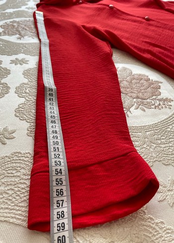 Setrms Kırmızı Düğmeli Uzun Kadın Elbisesi - Görsel 5