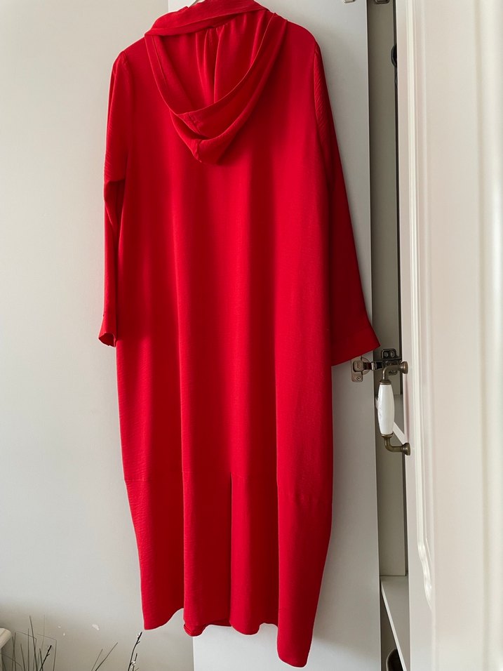 Setrms Kırmızı Düğmeli Uzun Kadın Elbisesi - Görsel 2