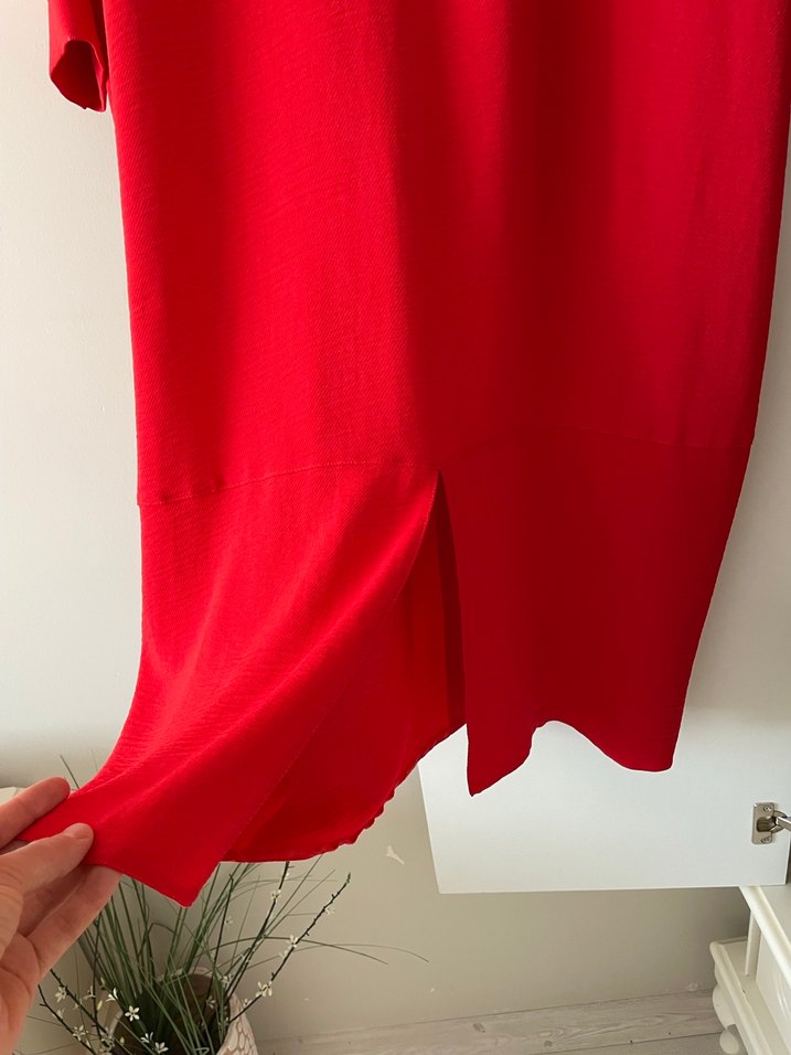 Setrms Kırmızı Düğmeli Uzun Kadın Elbisesi - Görsel 3