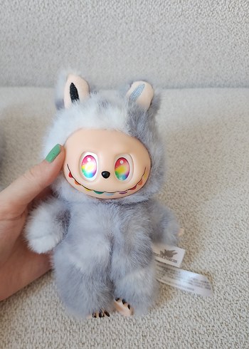 Diğer Pastel Gri Labubu Anahtarlık