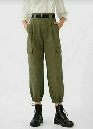 Kemerli kargo pantolon