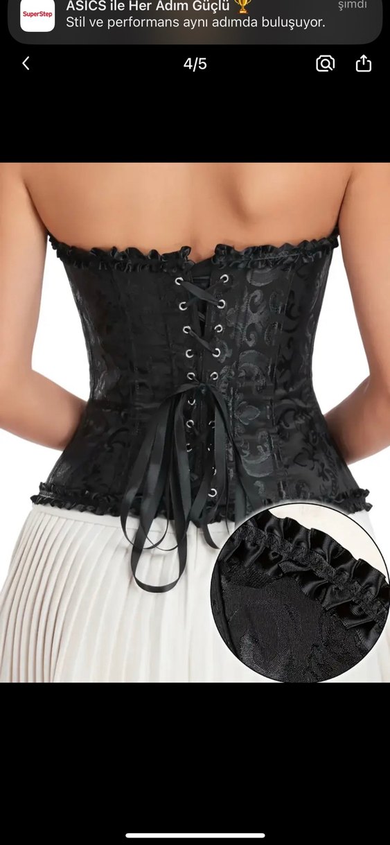 Düğmeli Siyah Straplez Gotik Büstiyer Victorian gotik korse - Görsel 3