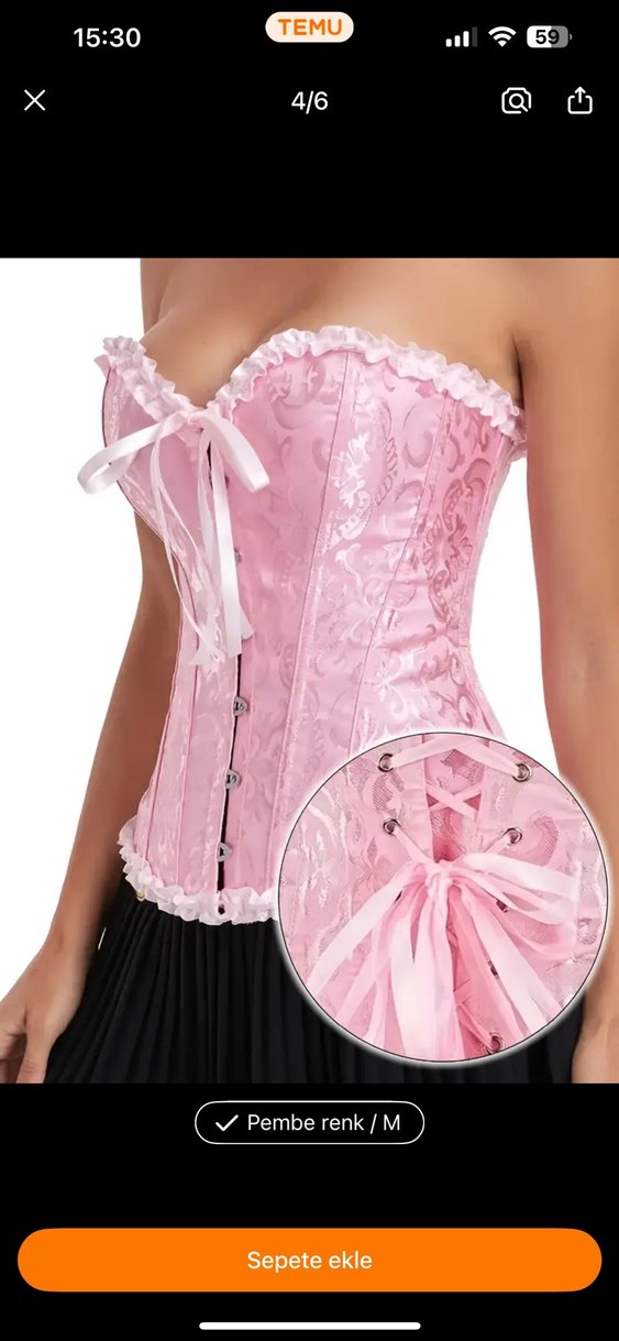 Pembe Dantel Detaylı Straplez Büstiyer Victorian gotik korse - Görsel 2