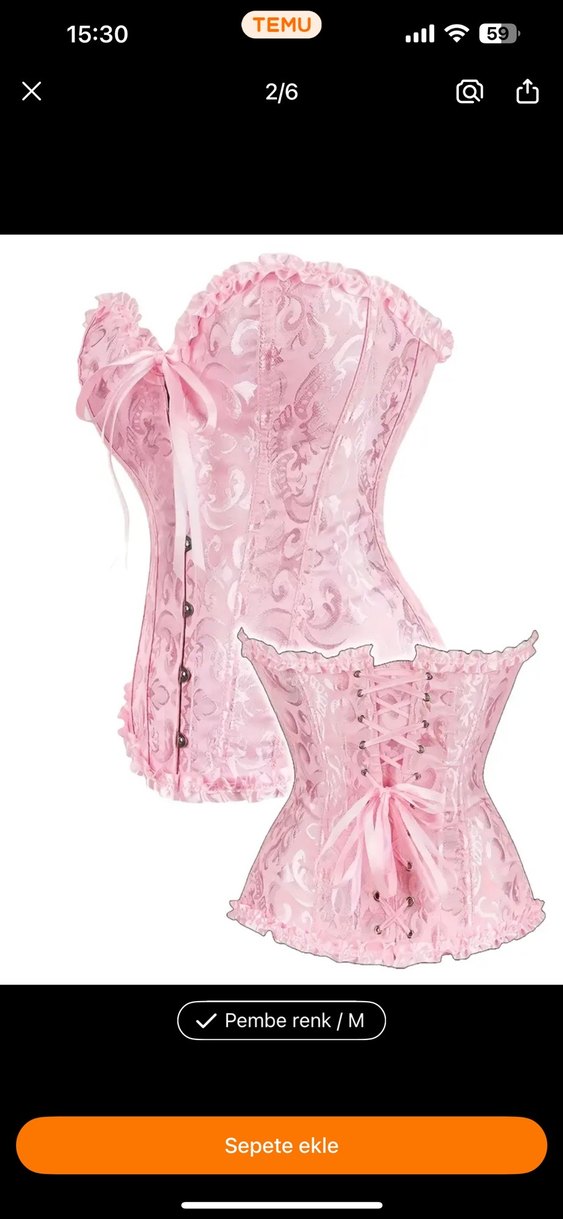 Pembe Dantel Detaylı Straplez Büstiyer Victorian gotik korse - Görsel 4