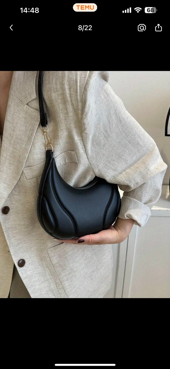 Siyah Deri Tokalı Kadın Çanta - Görsel 4