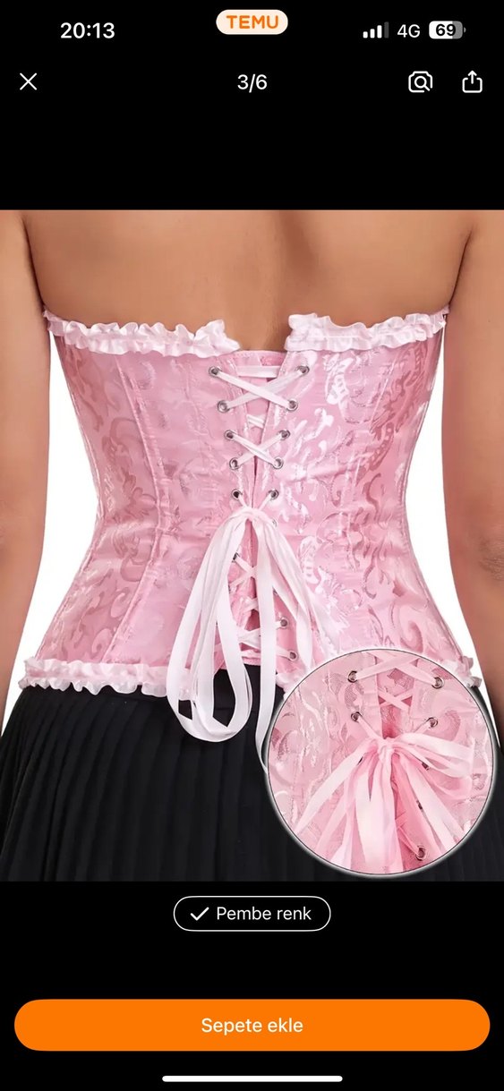 Pembe Straplez Dantel İşlemeli korse Gotik korse - Görsel 3