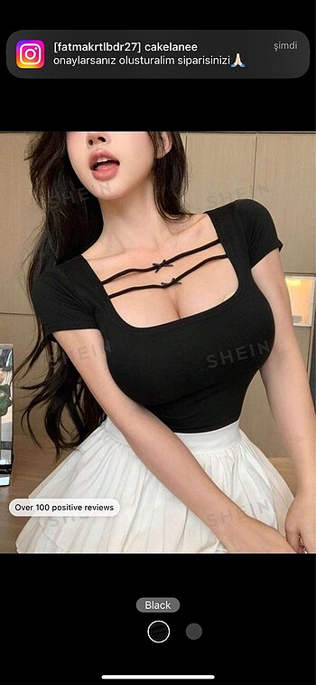 l Beden siyah Renk Minik fiyonk detaylı bluz Lolita y2k
