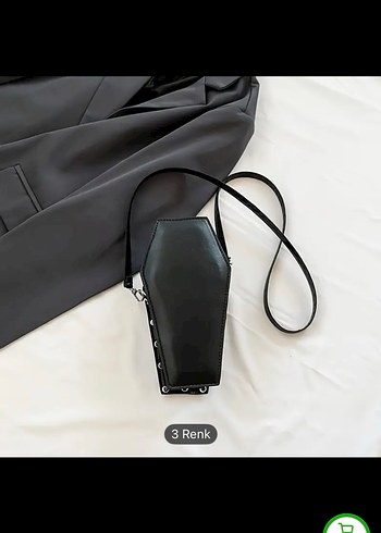 Siyah Nakışlı Deri Gotik Kadın Çanta tabut model çanta - Görsel 4