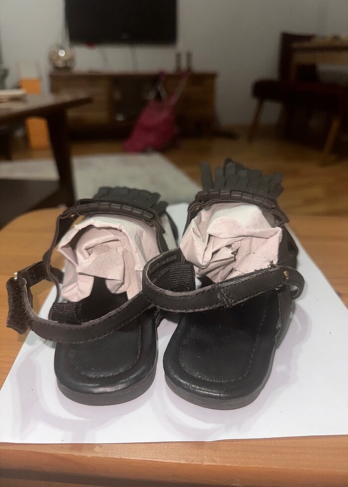 Kız Çocuk Siyah Püsküllü Sandalet - Görsel 4