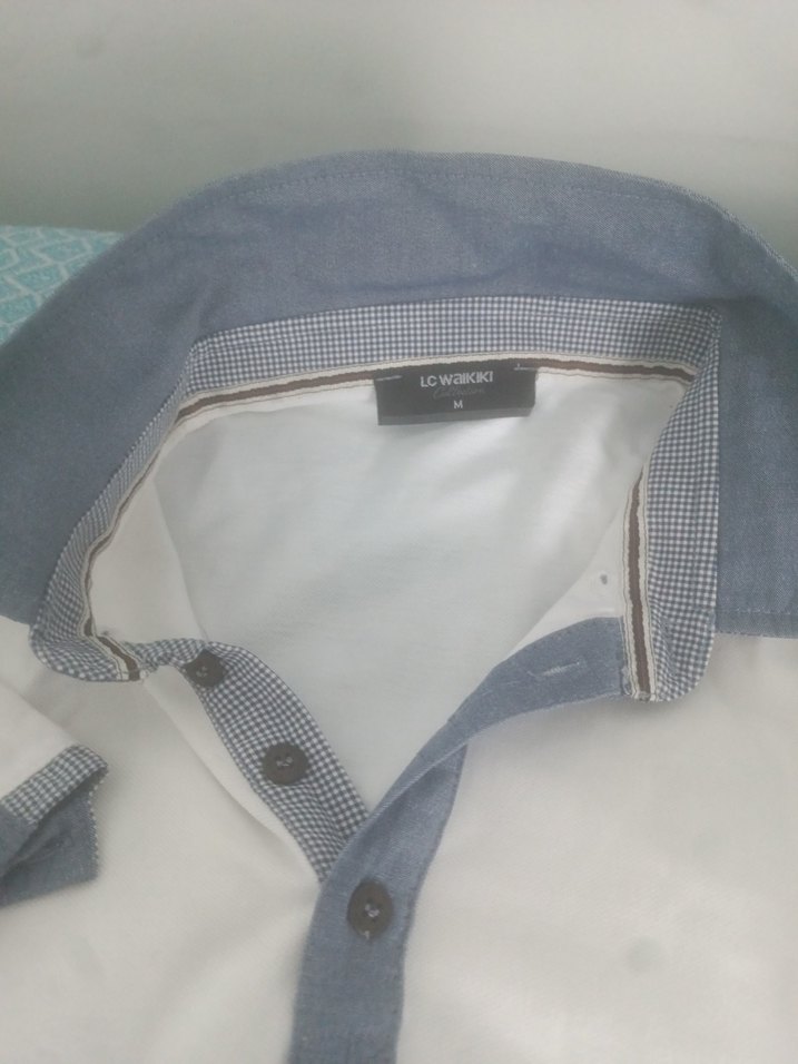 kot Yaka Detaylı Beyaz Erkek Polo Tişört - Görsel 3