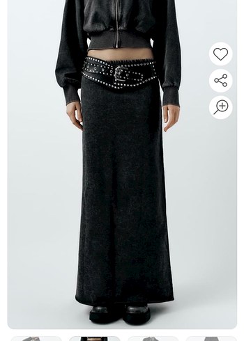 Siyah antrasit  pamuk  Uzun Bol Kesim Etek - Görsel 2