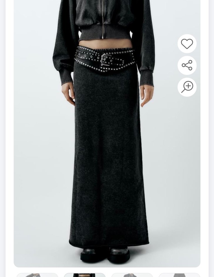 Siyah antrasit  pamuk  Uzun Bol Kesim Etek - Görsel 2