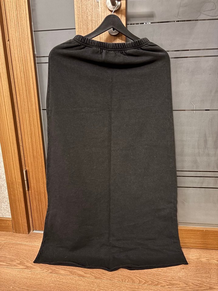 Siyah antrasit  pamuk  Uzun Bol Kesim Etek - Görsel 4