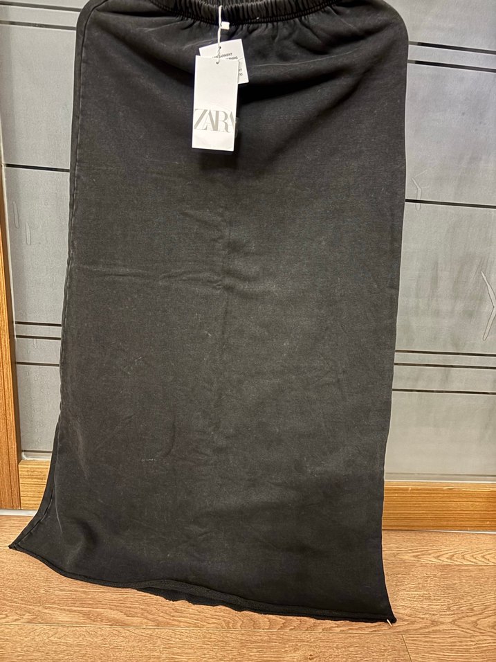 Siyah antrasit  pamuk  Uzun Bol Kesim Etek - Görsel 5