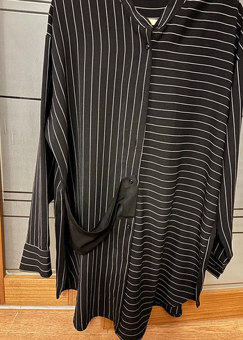 Siyah Çizgili Uzun Kollu Gömlek - Görsel 3