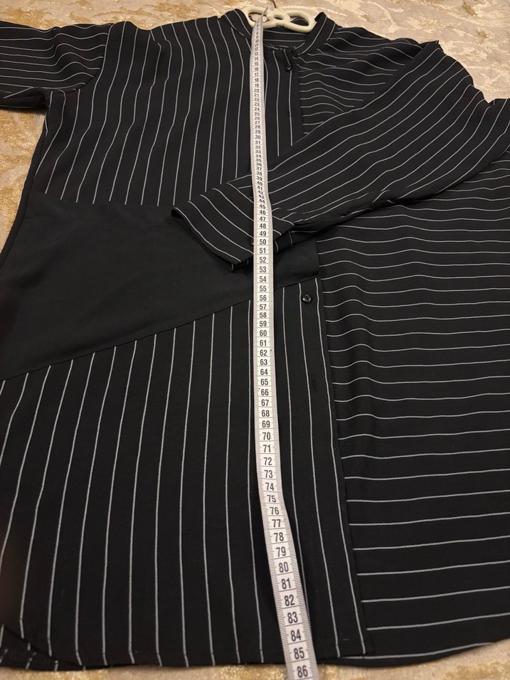 Siyah Çizgili Uzun Kollu Gömlek - Görsel 4