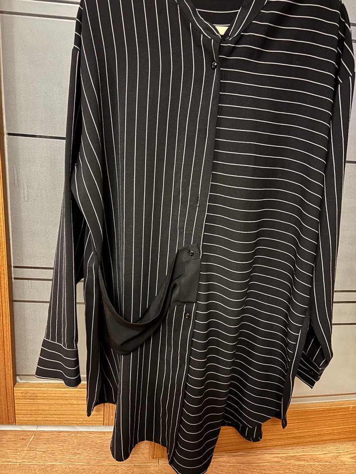 Siyah Çizgili Uzun Kollu Gömlek - Görsel 3