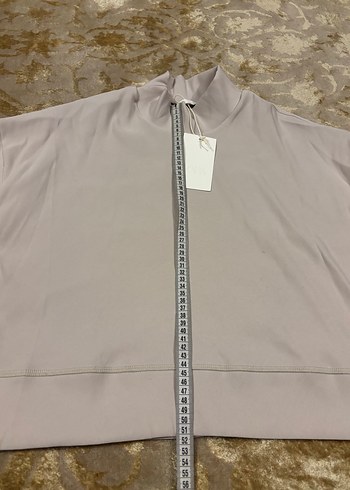 Bej gri  Yüksek Yakalı Kadın Sweatshirt - Görsel 4