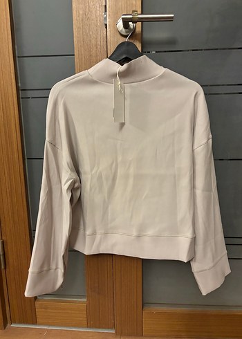 Bej gri  Yüksek Yakalı Kadın Sweatshirt - Görsel 2