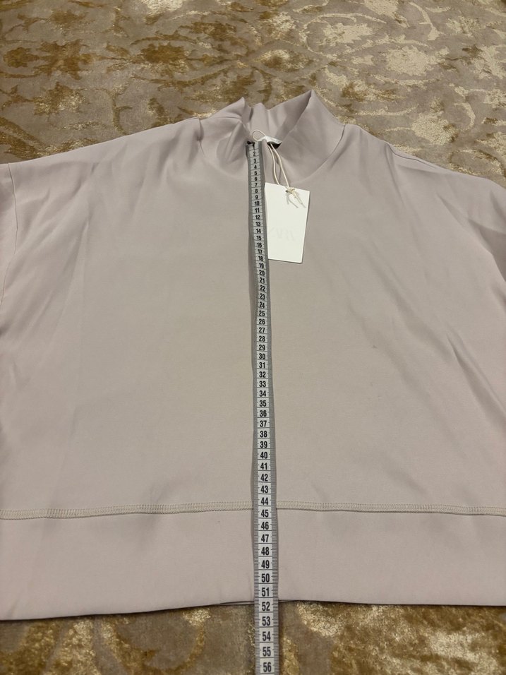 Bej gri  Yüksek Yakalı Kadın Sweatshirt - Görsel 4