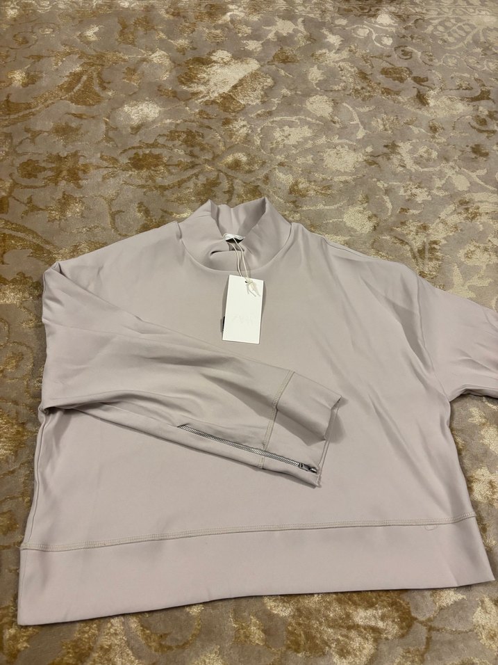 Bej gri  Yüksek Yakalı Kadın Sweatshirt - Görsel 3