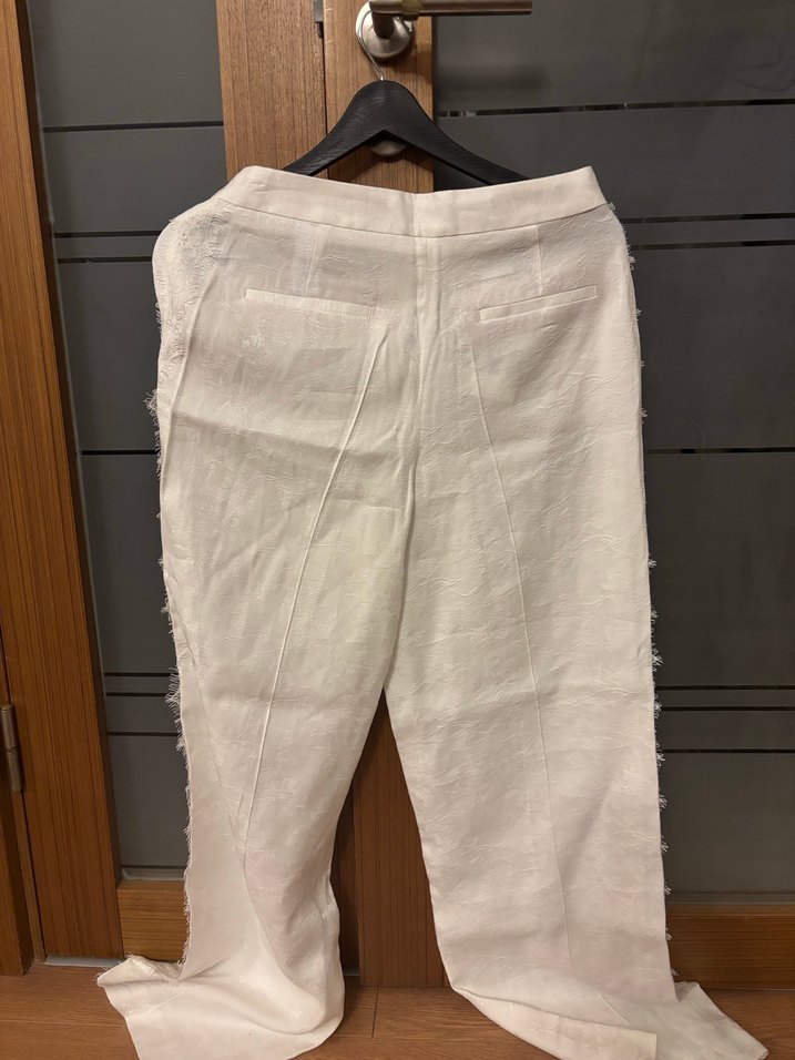 Beyaz  Rahat Kesim Kadın Pantolon - Görsel 4