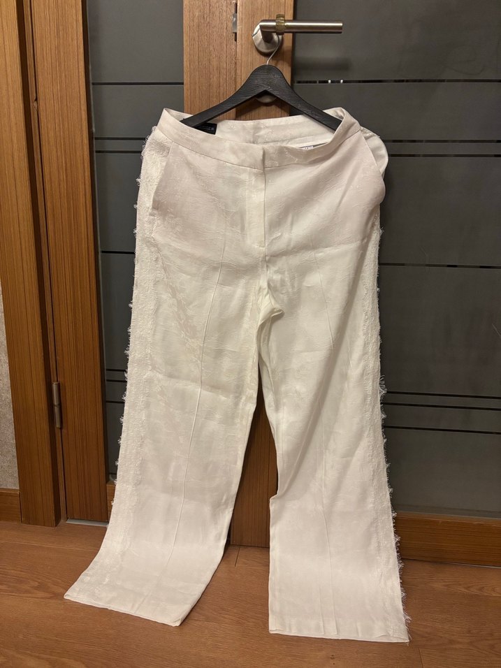 Beyaz  Rahat Kesim Kadın Pantolon - Görsel 3