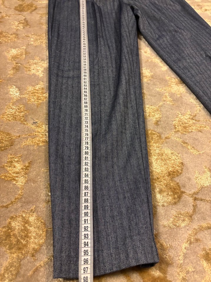 Gri Çizgili Normal Paça Kadın Kumaş Pantolon - Görsel 5