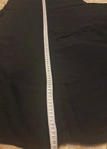 Siyah Keten V Yaka Uzun Elbise - Görsel 6