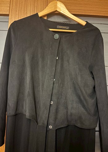 Siyah Uzun  Pardesü. Dökümlü, Uzun Kollu - Görsel 2