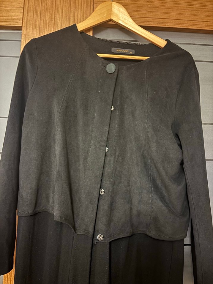 Siyah Uzun  Pardesü. Dökümlü, Uzun Kollu - Görsel 2