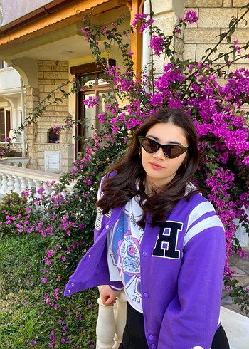 Bershka Mor Spor Tarzı Kadın Bomber Ceket - Görsel 2