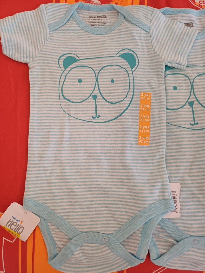 Mavi Çizgili Erkek Bebek Kısa Kollu Body - Görsel 2