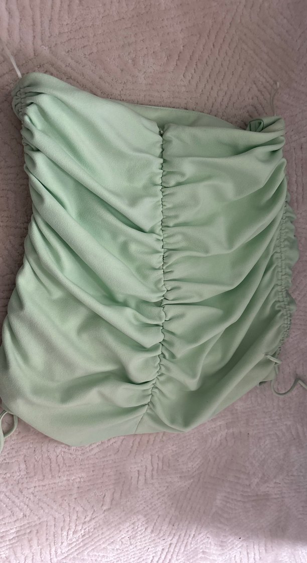 Drapeli Pastel Yeşil Midi Hamile Eteği - Görsel 2