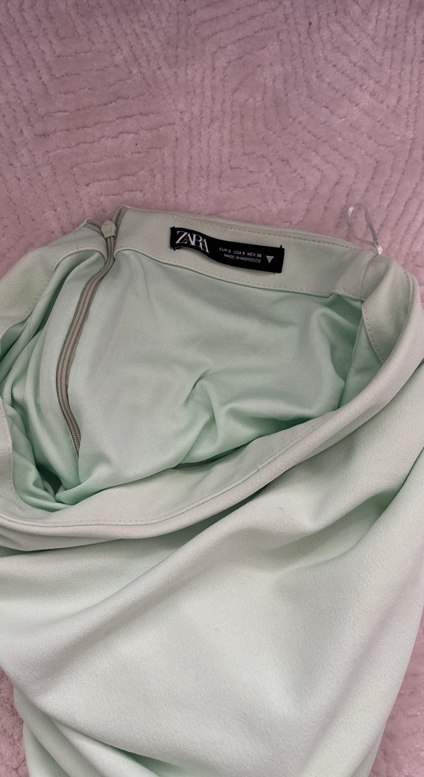 Drapeli Pastel Yeşil Midi Hamile Eteği - Görsel 3