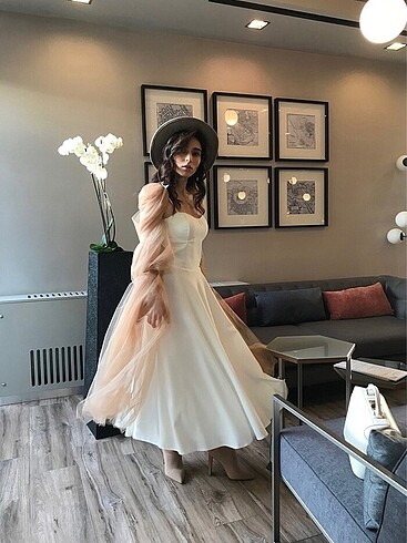 xs Beden Beyaz nikah nişan mezuniyet Elbise