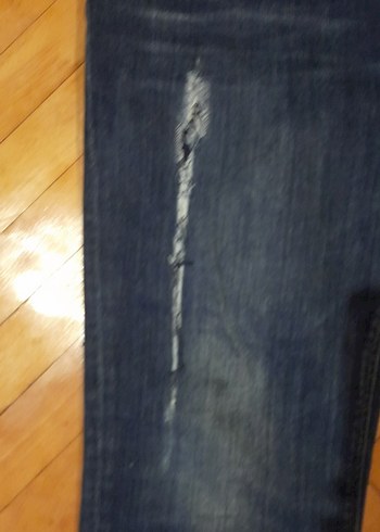 Mavi Yıpranmış Detaylı Midi Boy Kadın Kot Pantolon - Görsel 3