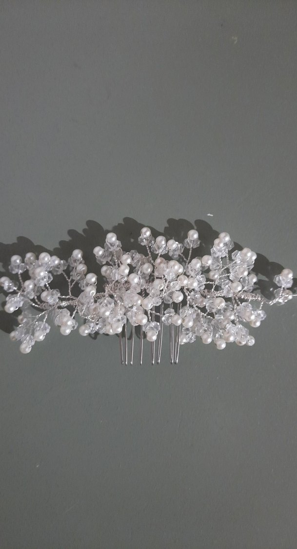 Beyaz Payetli Metal Saç Tokası - Görsel 2